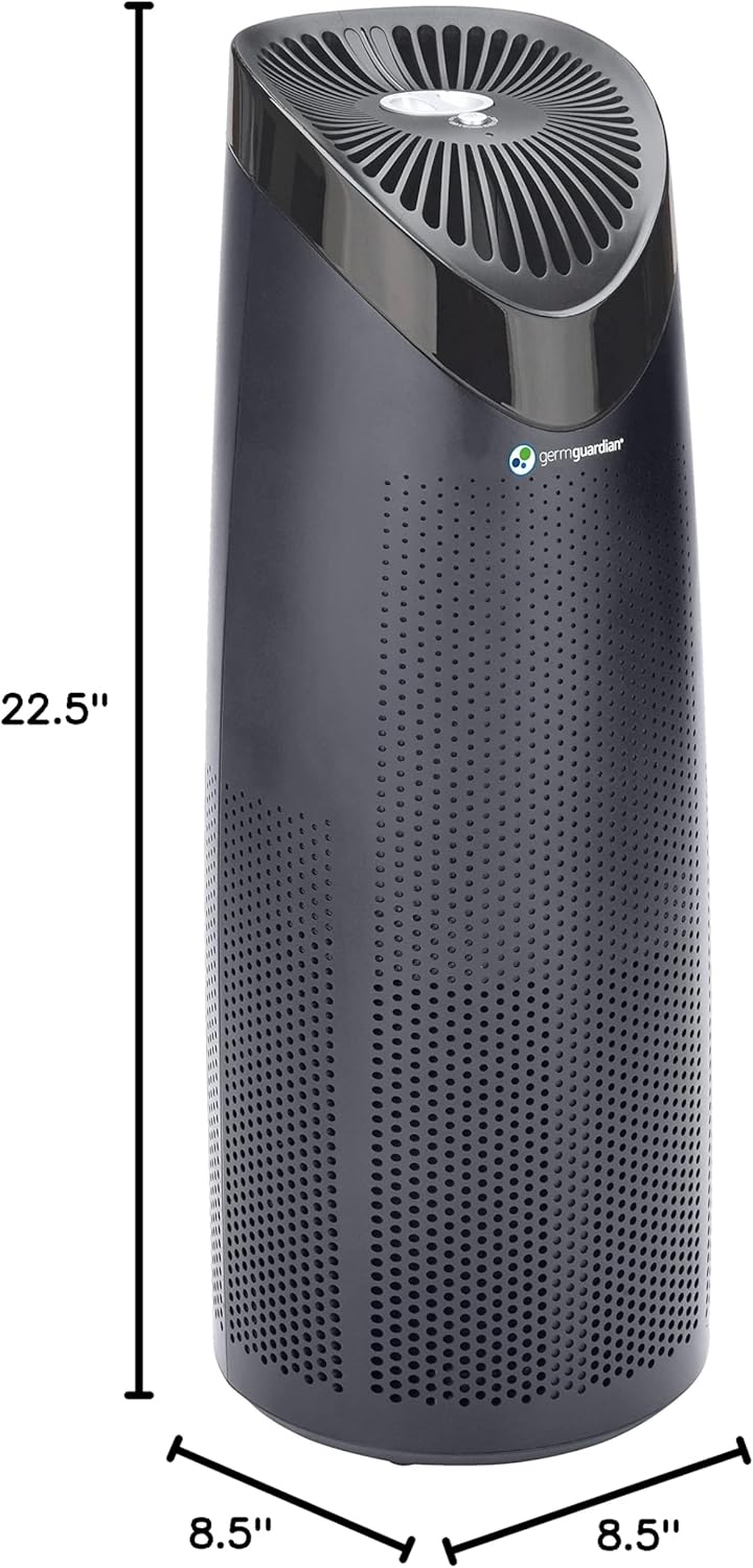 GermGuardian Air Purifier with HEPA Filter, Removes 99.97% of Pollutants, Covers Large Room up to 750 Sq. Foot Room in 1 Hr, UV-C Light Helps Reduce Germs, Zero Ozone Verified, 22", Black, AC4625BDLX