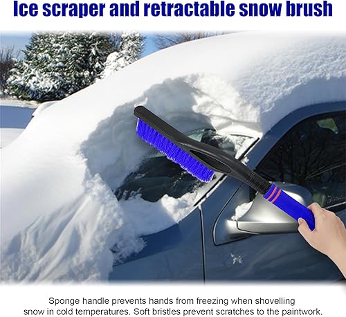 Miniatura 6 de Dickno Rascador y cepillo de nieve para automóvil de 24 pulgadas, rascador de hielo desmontable sin arañazos con agarre ergonómico de espuma,