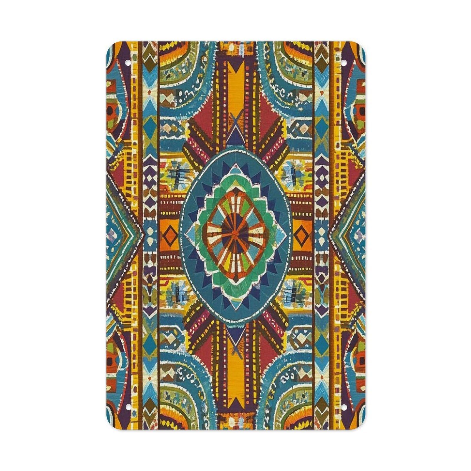 African Style Textile Pattern Metal Tin Sign Funny Vintage Metal Signs Metal Art Poster Man Cave Decor Retro Tin Sign for Home Office Kitchen Bar Cafe Garden Wall Decor 11.8 X 7.9 Inch