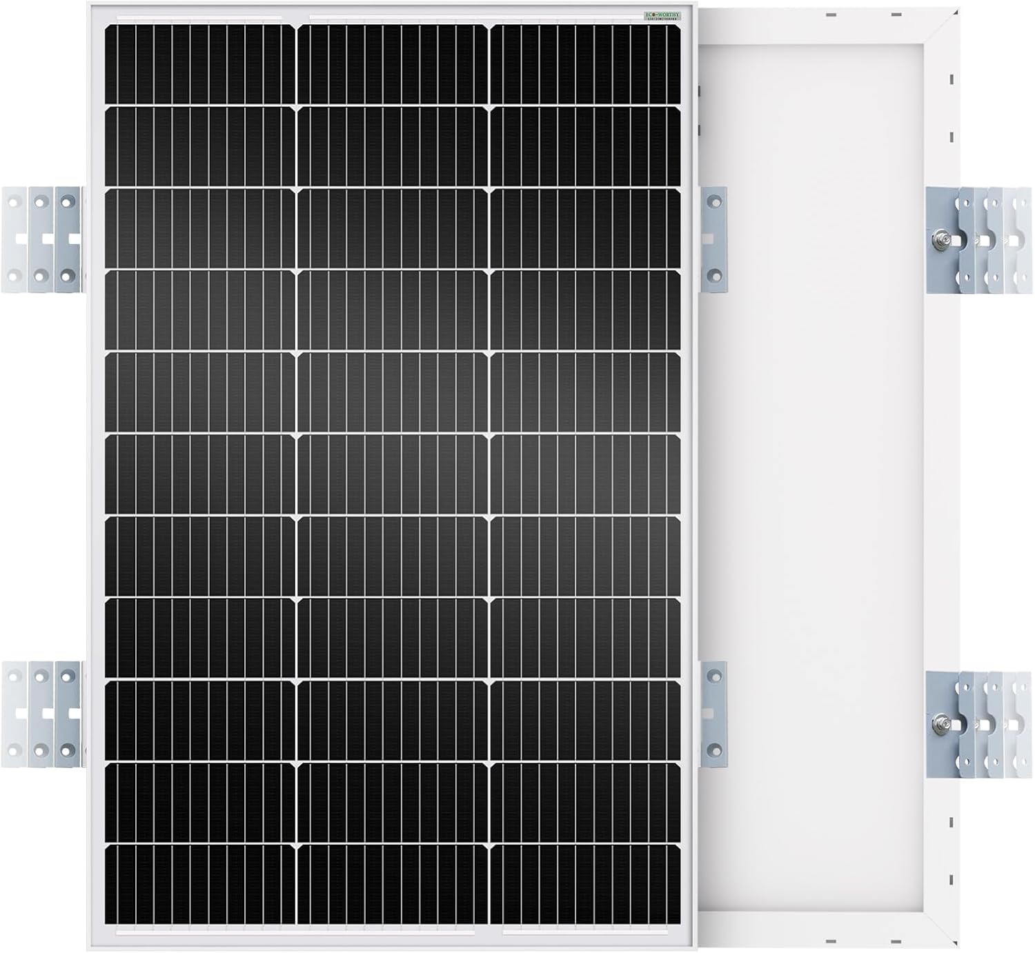 eco-worthy 100w solar panel with upgraded pull-out bracket, simple installation process,monocrystalline pv module power charger for rv camper marine home rooftop off-grid?newbie friendly? 100w single panel+brackets