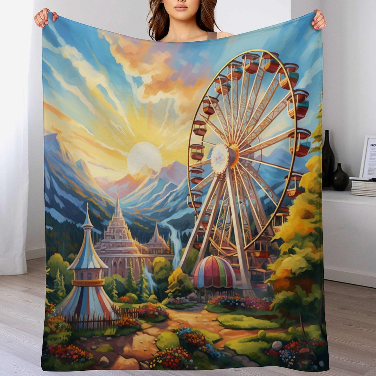 Couverture en polaire moelleuse et chaude impression 3D grand confort toutes saisons