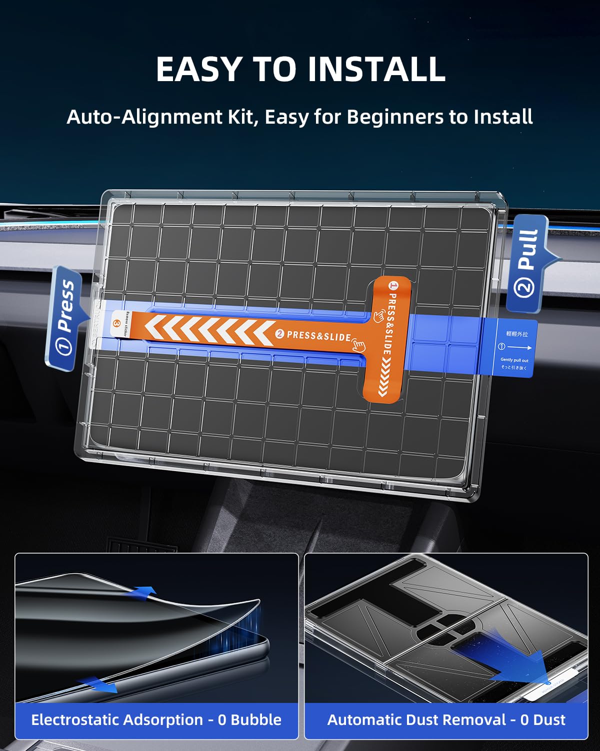 16" + 8" Pellicola Schermo Matte per Tesla Model Y Juniper Premium/Performance 2026 2027 2028, 9H Vetro Temperato Proteggi per Display Anteriore e Posteriore con Kit Allineamento [2 Pezzi]
