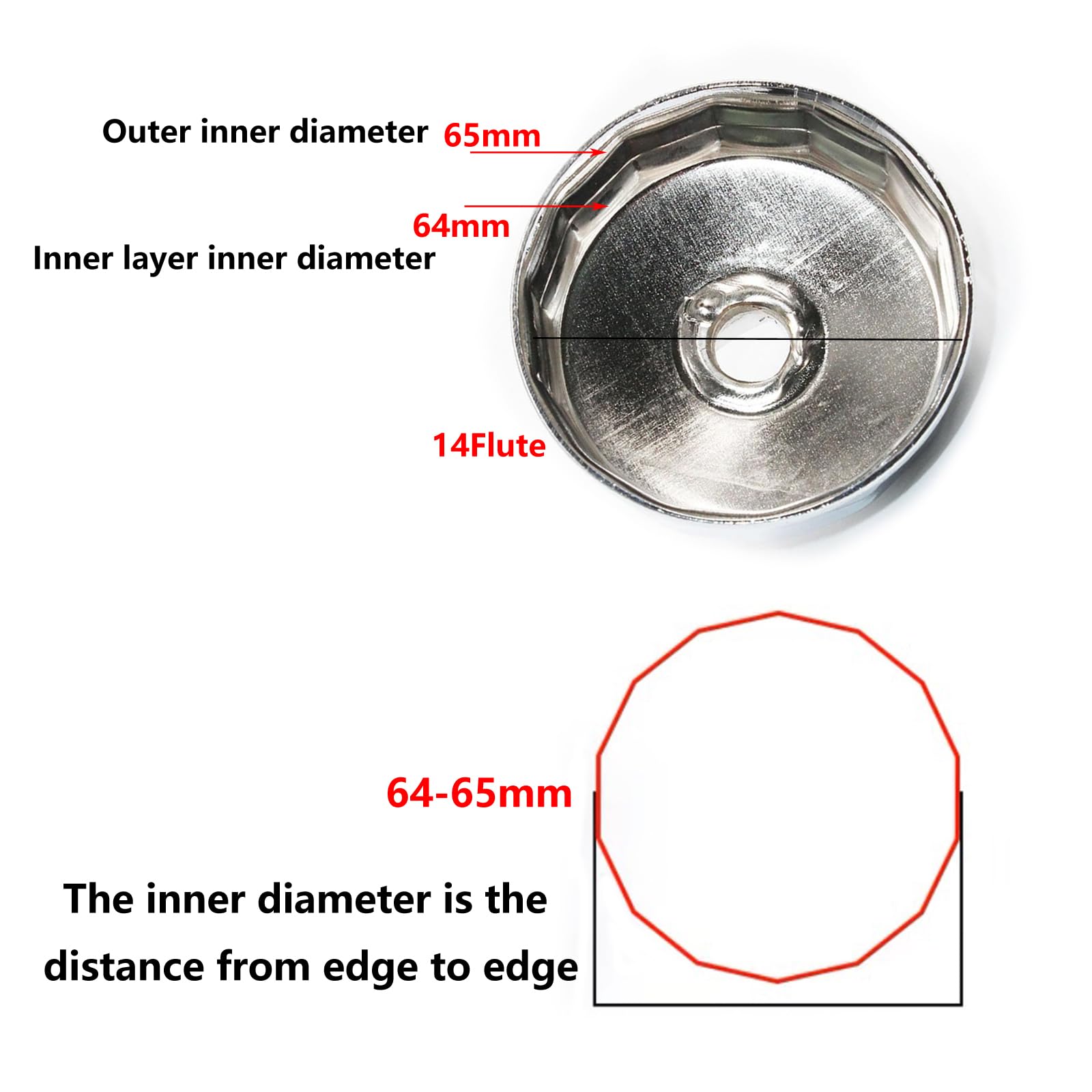 Havgufil 64MM-65MM 14Flute Oil Filter Wrench Tool 07AAA-PLCA100 Socket For Honda Acura CRV Odyssey