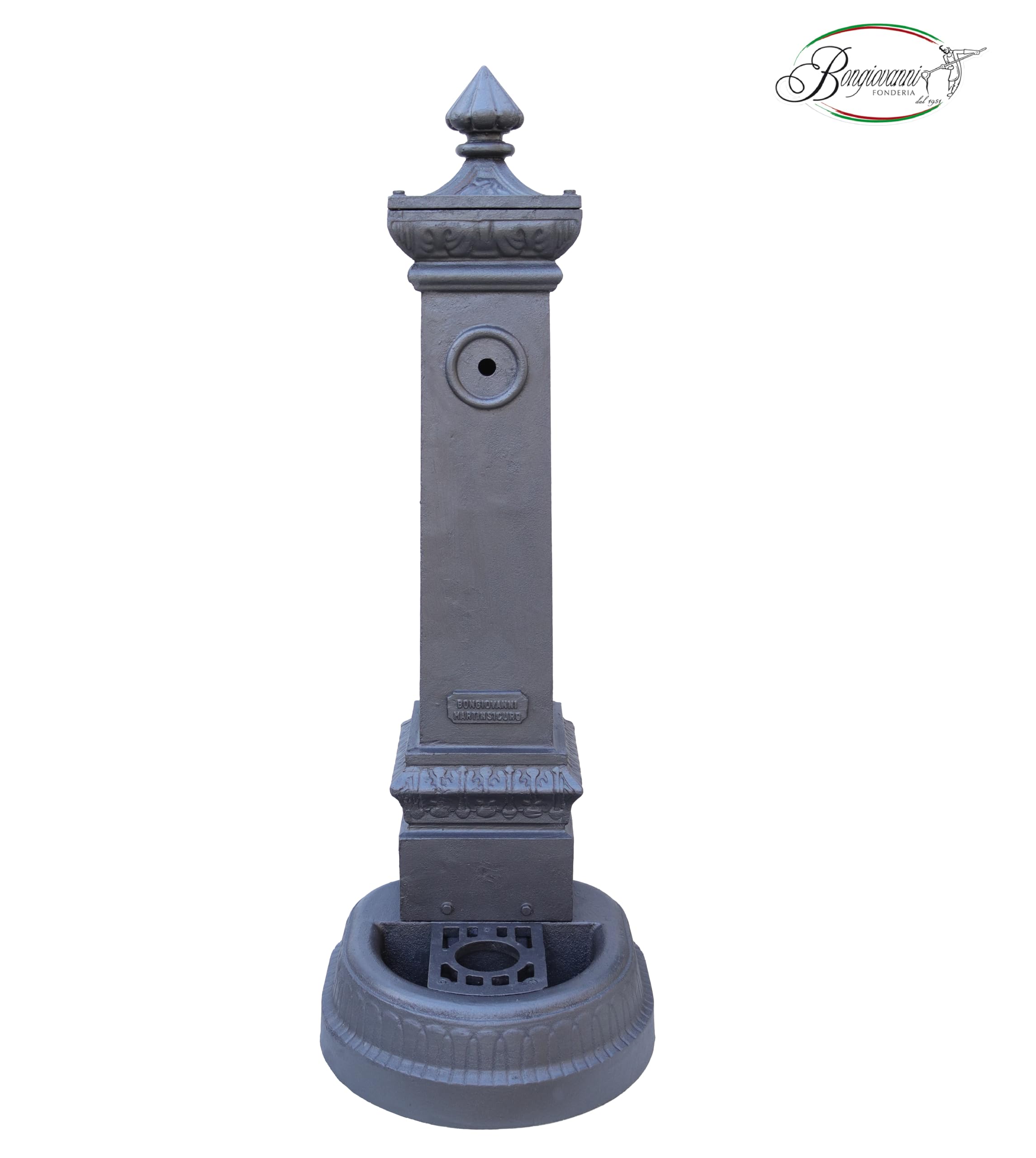 Fonderia Bongiovanni | Fontana Ghisa da Esterno | Fontana in Ghisa | Fontana a Colonna | per Casa Giardino | Parco Comune | Modello Milano | Altezza 125 cm | senza Rubinetto | Fontanella da Giardino