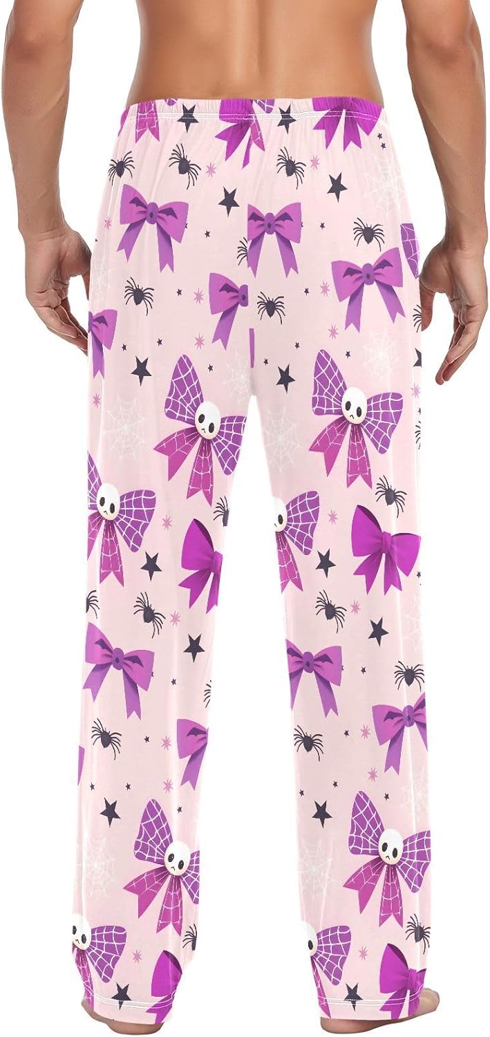 ALAZA Halloween Bow Men's Pajama Pants Men Cotton Pajama Bottoms with Pockets, S