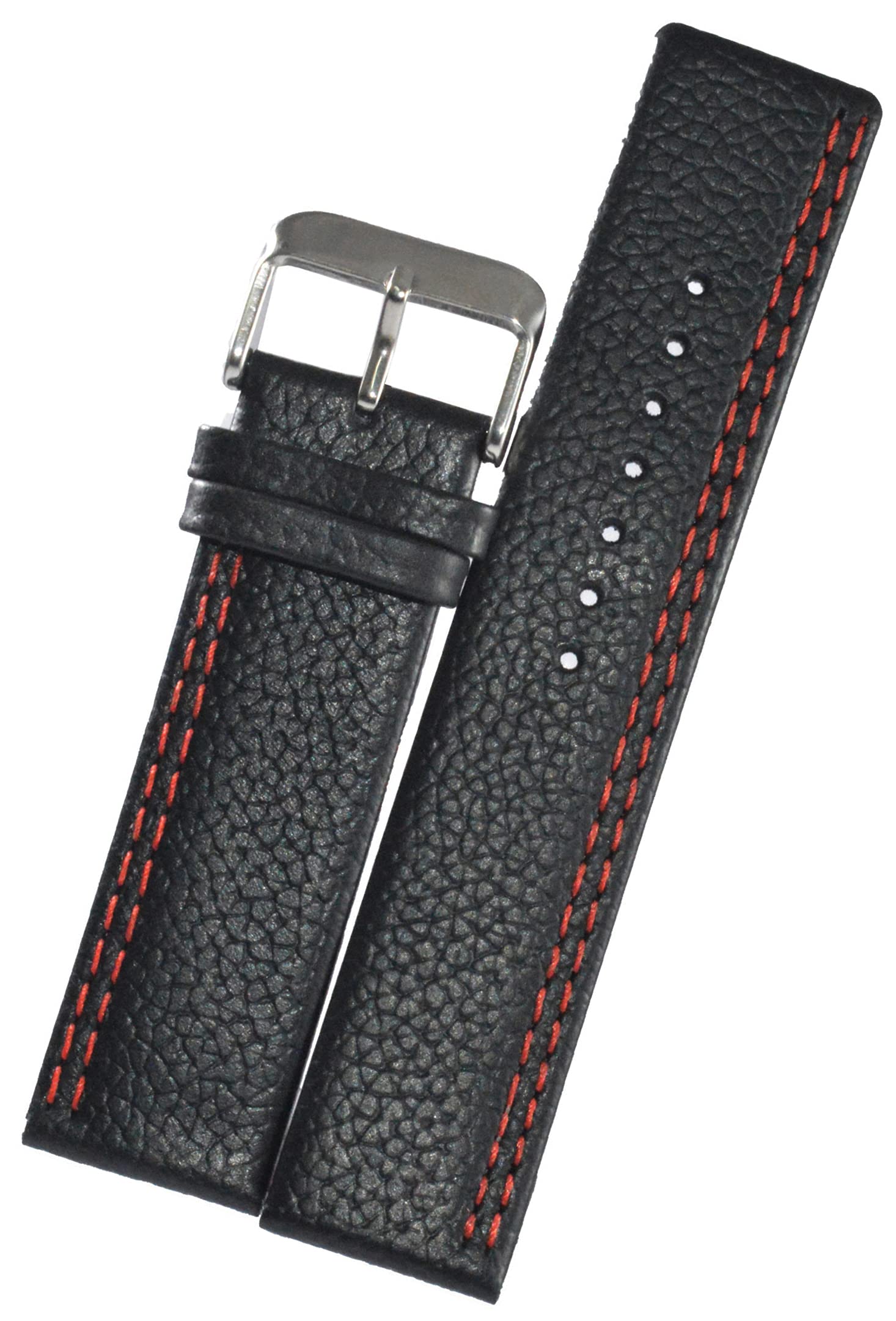 SURU® 22mm Side Double Red Stitch Square Tip Leather Watch Strap/Band for Men (Colour - Black/Size -22mm) T330 (B095SJXN34) Amazon Price History, Amazon Price Tracker