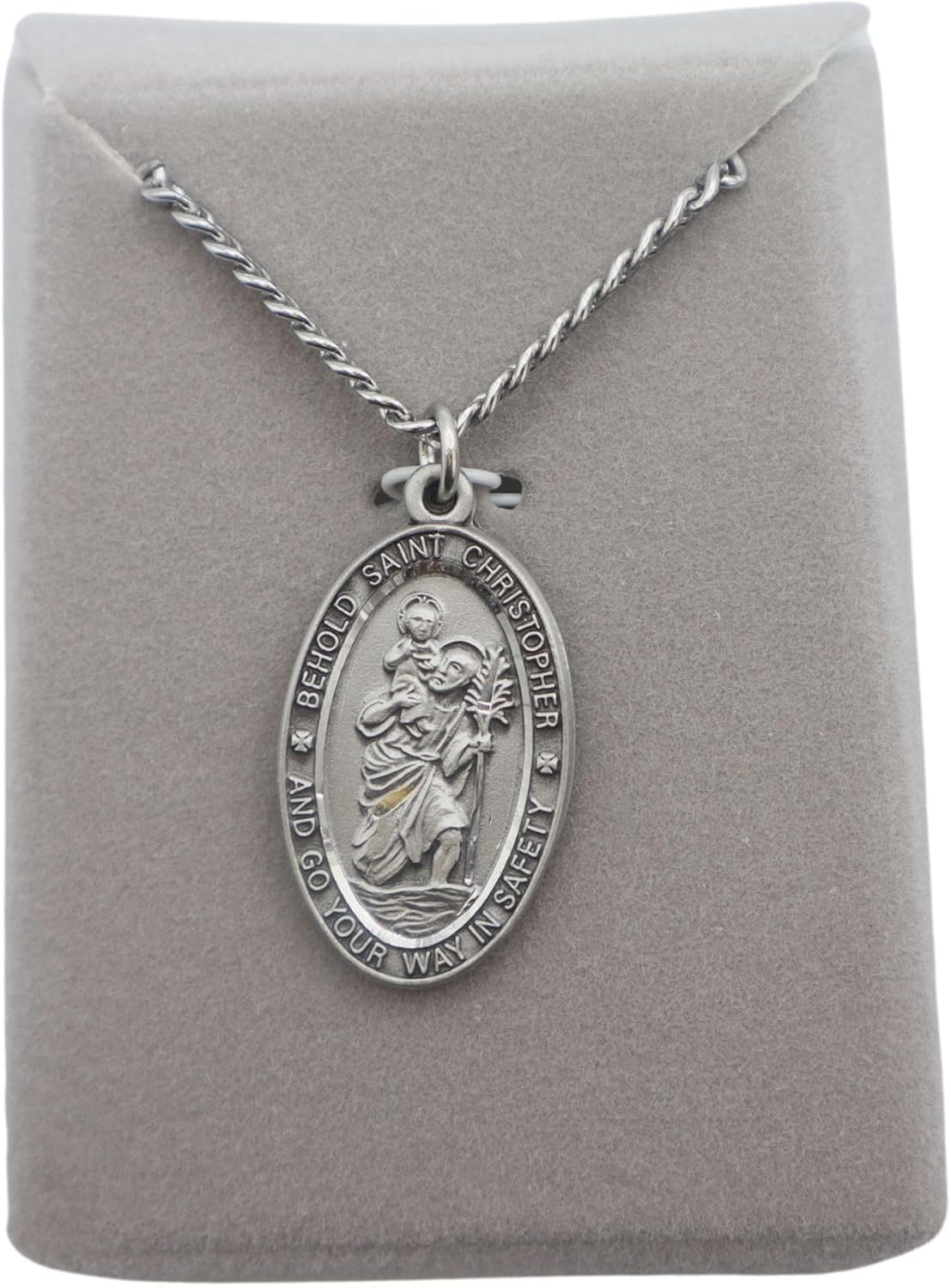 St. Christopher Pewter Medal on Stainless Steel Chain with Laminated Prayer Card | Catholic Safe Travels Pendant - Image 5