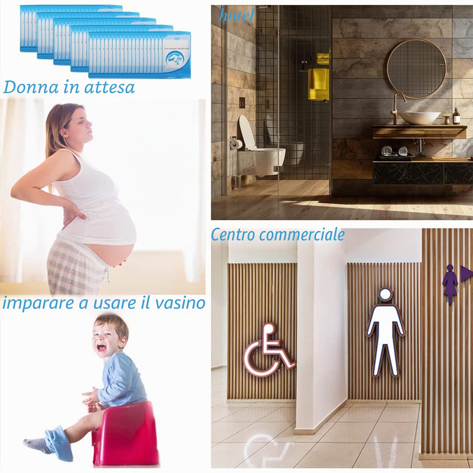 Copriwater usa e getta PO, tappetino portatile per WC, monouso, imballaggio indipendente, protezione igienica per viaggi