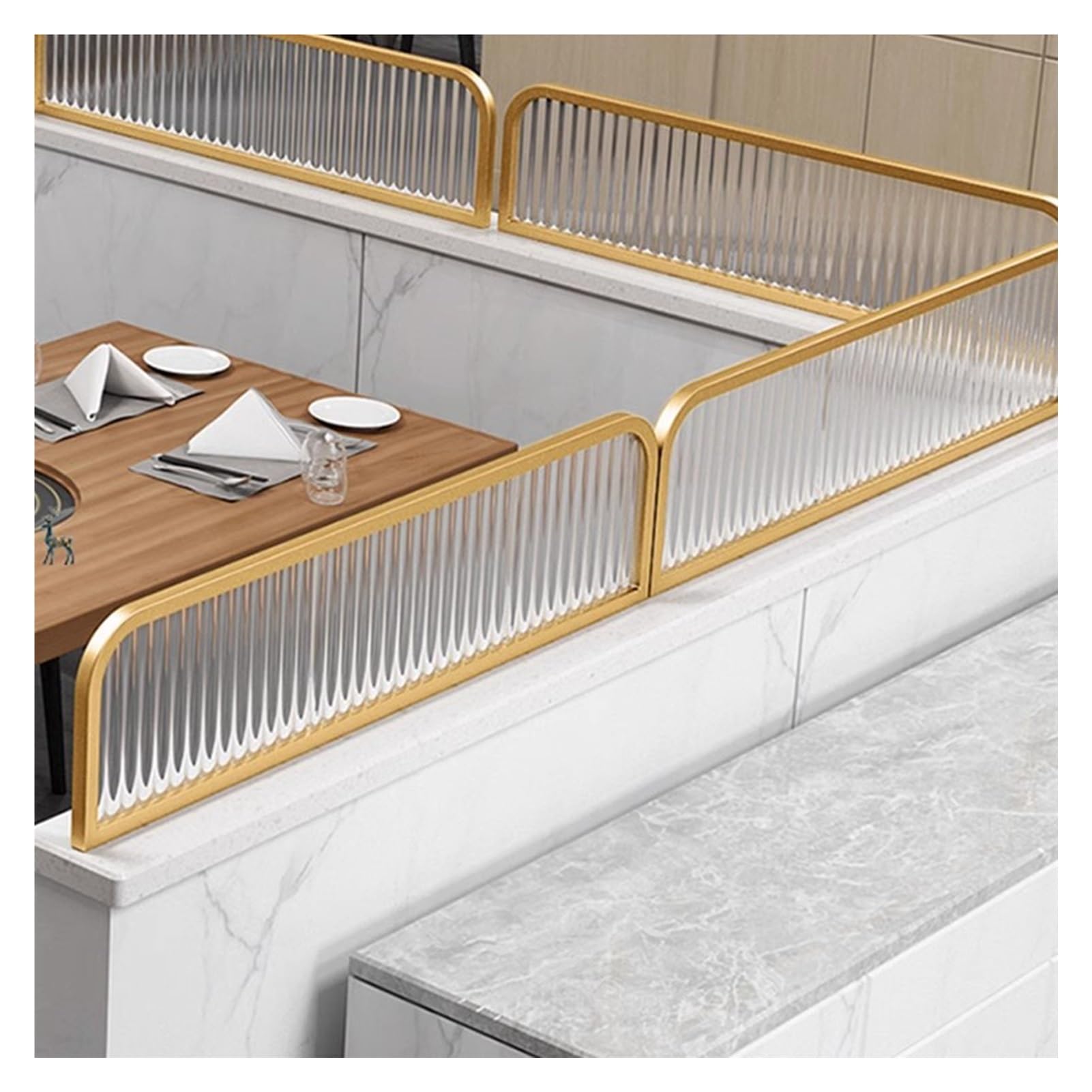 Gdmdpte Gold-A Dividers For Dining Areas, Translucent Raised Striped Glass Restaurant Decorative Partitions, Hot Pot Countertop Desk Divider, 30Cm Low Fence (Color : Size : 30X70cm)