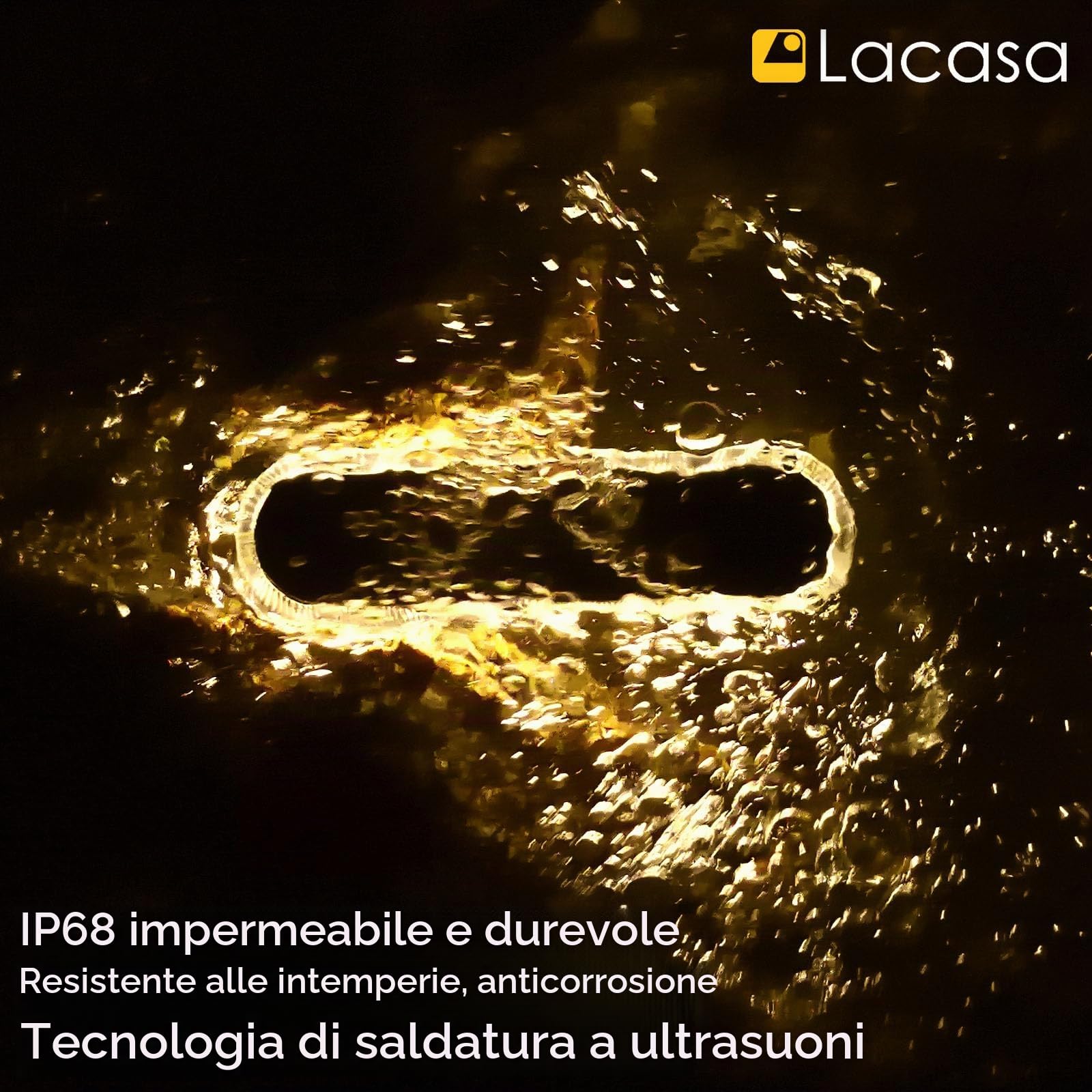 Lacasa Luci Solari Giardino Esterno, 4 Pezzi 30 LEDs IP68 Impermeabile per Sentieri, Auto On/Off da Terra Bianco Caldo Lampada per Ponte Passo Vialetto Scale Cortile