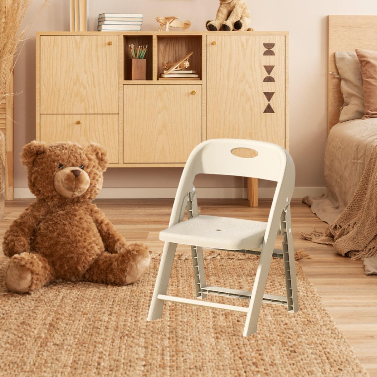 Silla Infantil Apilable para La Escuela, Mobiliario Escolar de Calidad, Ligero Y Plegable para El Hogar, Interiores, Blanco, Individual