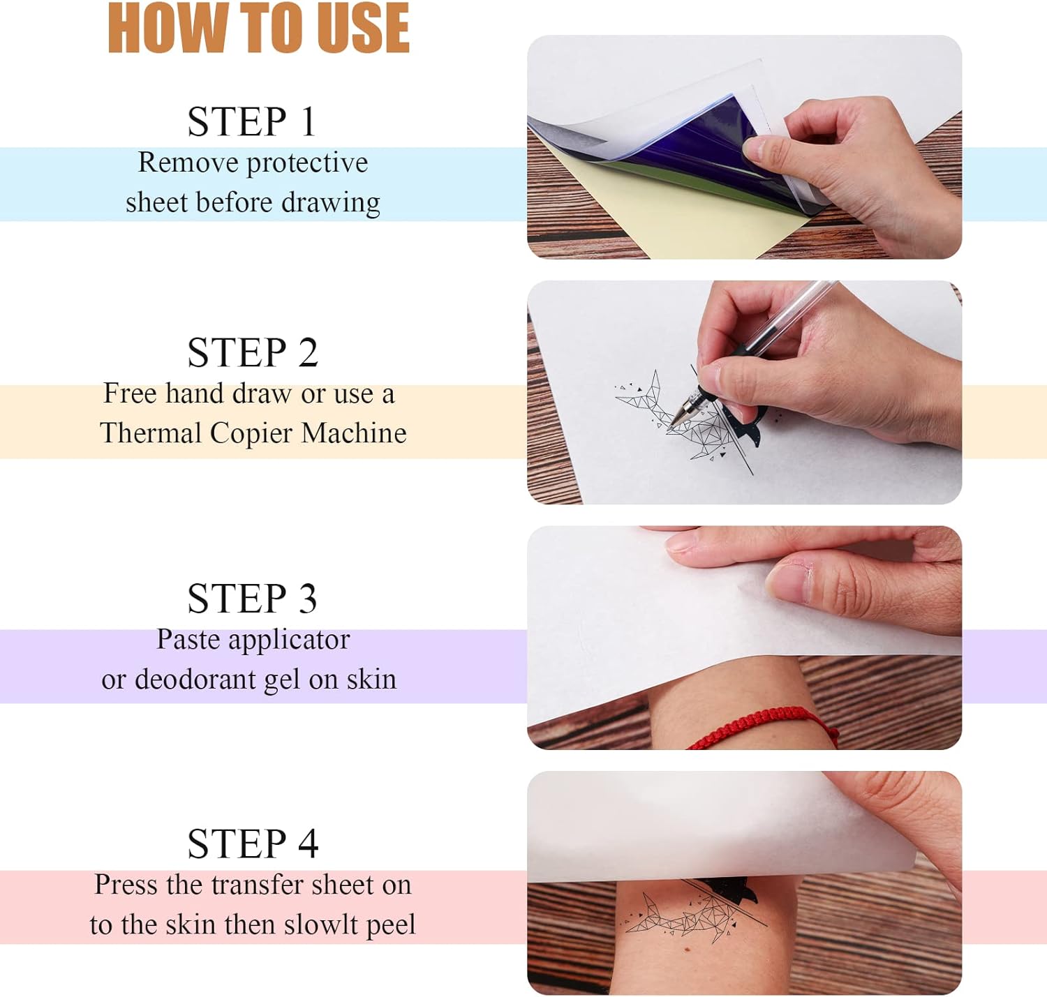 TaoBary 200 Sheets Tattoo Transfer Paper, Thermal Stencil Paper for Tattooing, A4 Size 4 Layers DIY Tracing Stencils Papers Tattoo Supplies Kit