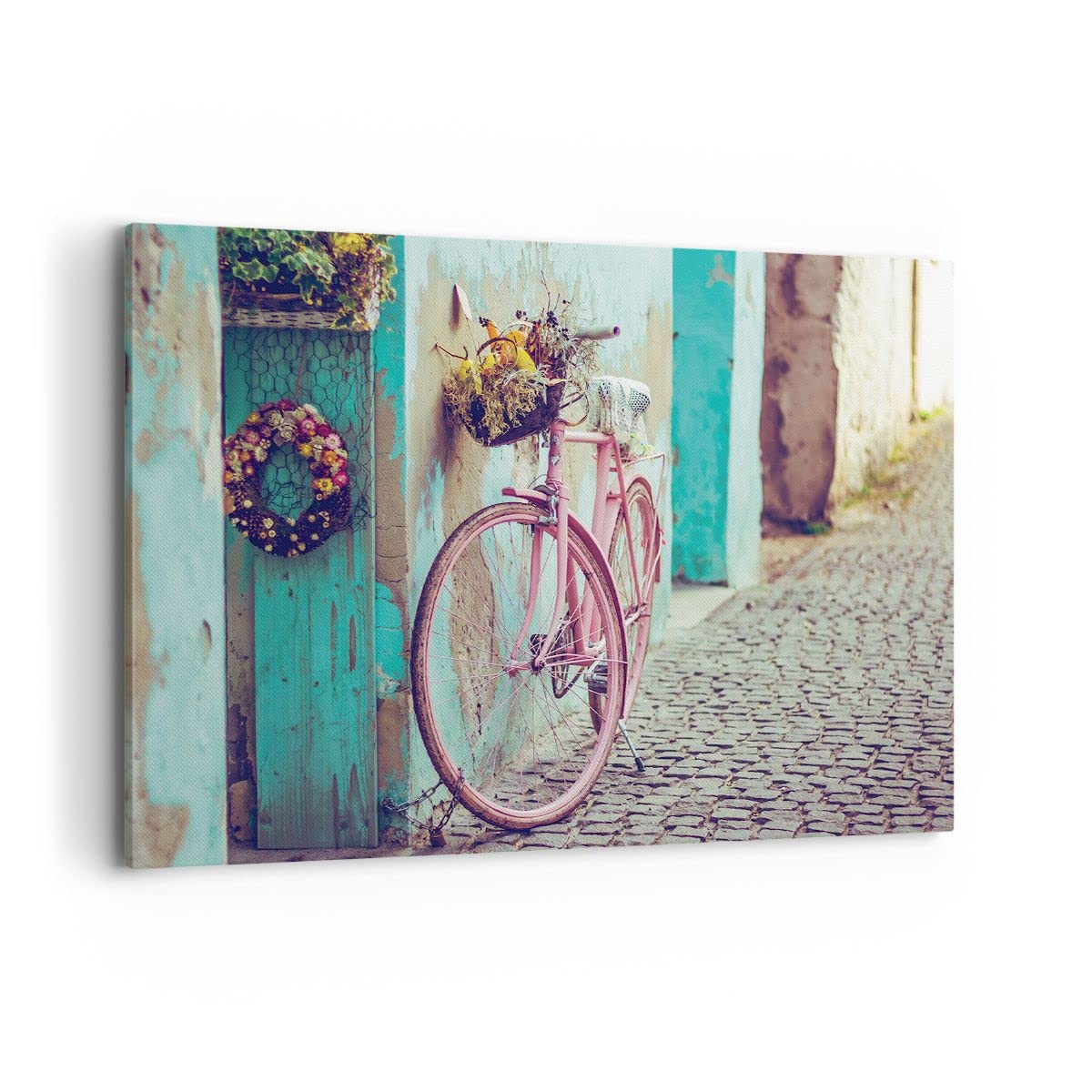 Lienzos decorativos 100x70cm Cuadro Sobre Lienzo Moderno Rosa Bicicleta Vintage Grande Dormitorio Cocina Cuadros Pared Imágenes Cuadros Decoracion Salon Wall Art Prints Decor Canvas AA100x70-4471