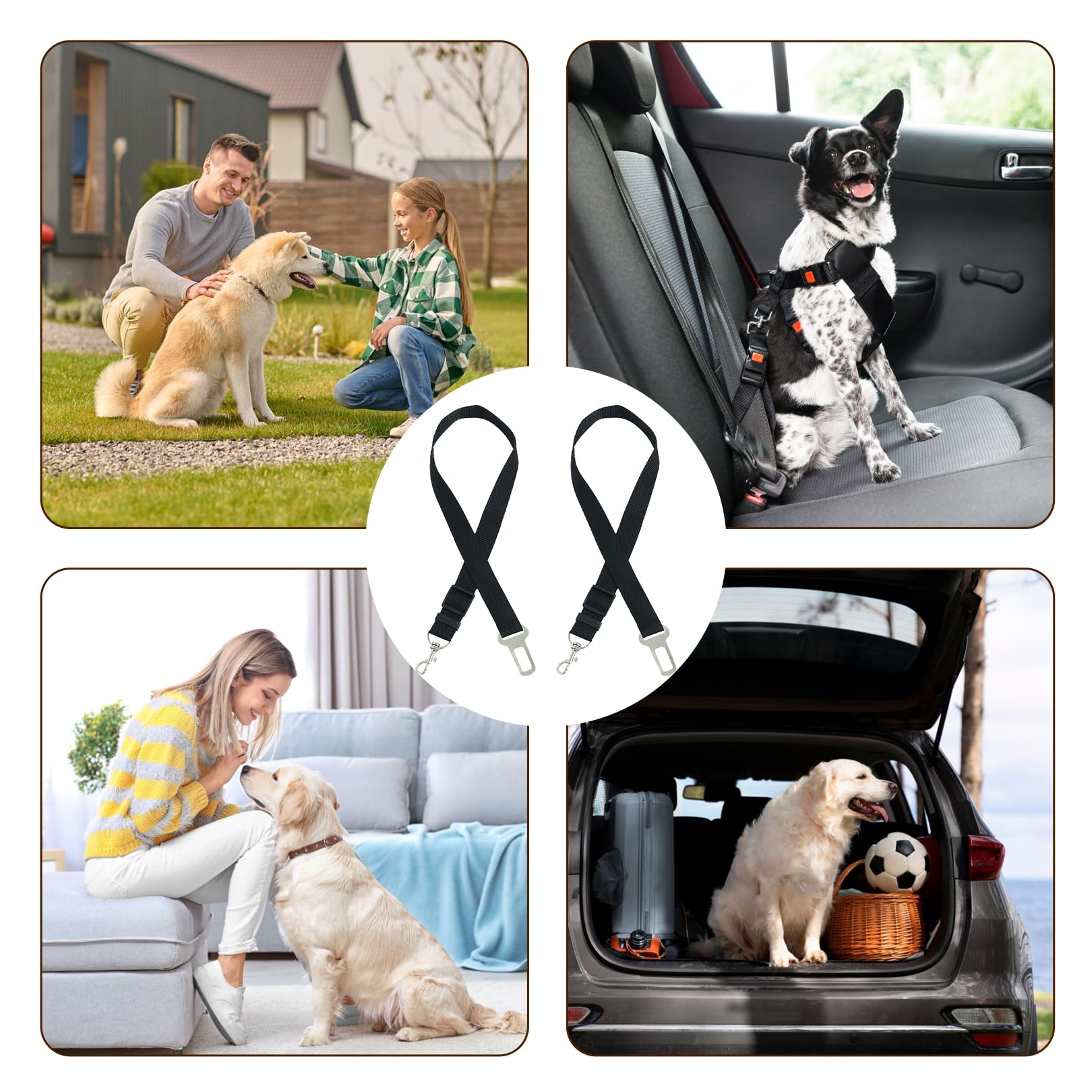 2 Pièces Ceinture Chien Voiture,Harnais Laisse de Sécurité Chat Securite Chiens Accessoires Attache Rallonge Transport en Accessoire Animaux Attacher,pour Chats Les Laisee et Chiot Compagnie Laisses