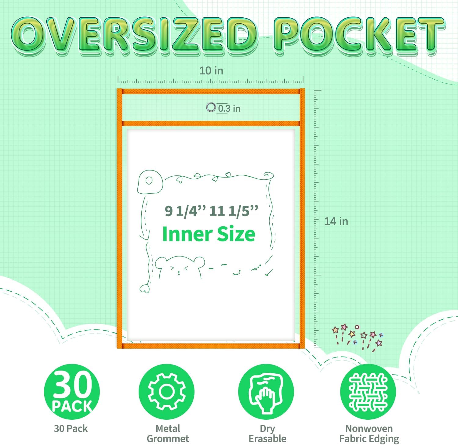 TOTiyea 30 Pack Oversized Job Ticket Holder-Shop Holder-Both Sides Clear, Heavy Duty, Perfect for Workspaces in Shops, Offices, or Classrooms, 5 Colors
