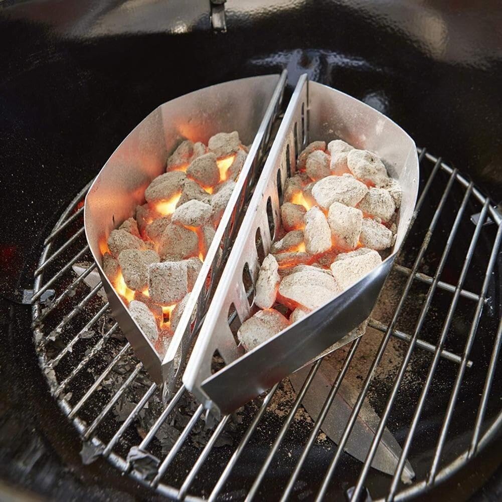 Cestino per Carbone in Acciaio Inossidabile Cestello per Barbecue per Griglie a Bollitore - Supporto per Bricchette di Carbone per Utensili E Accessori per Barbecue