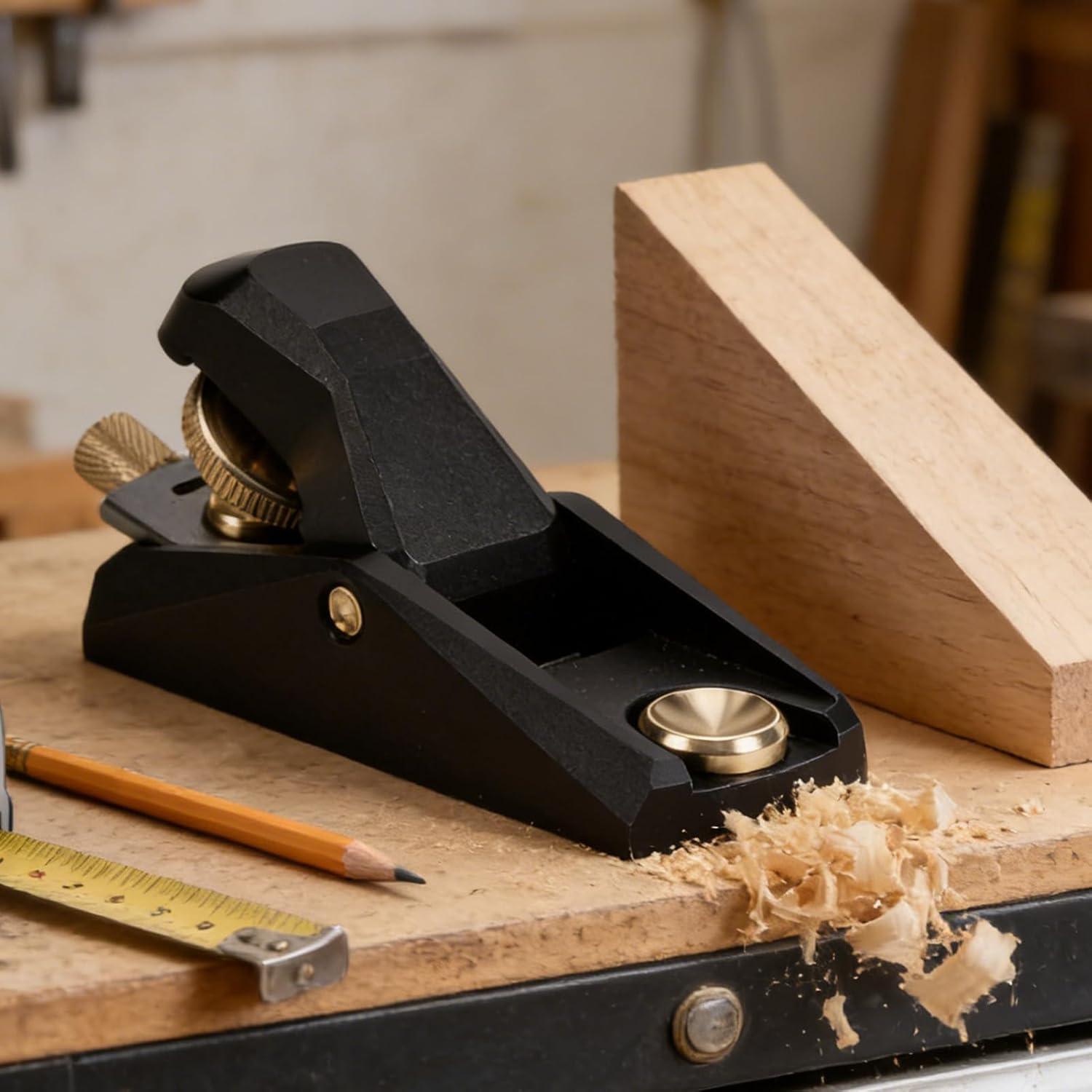 Low Angle Block Plane Aluminum Alloy and Brass Smoothing Plane with 28mm Wide Cutting Angle for Woodworking
