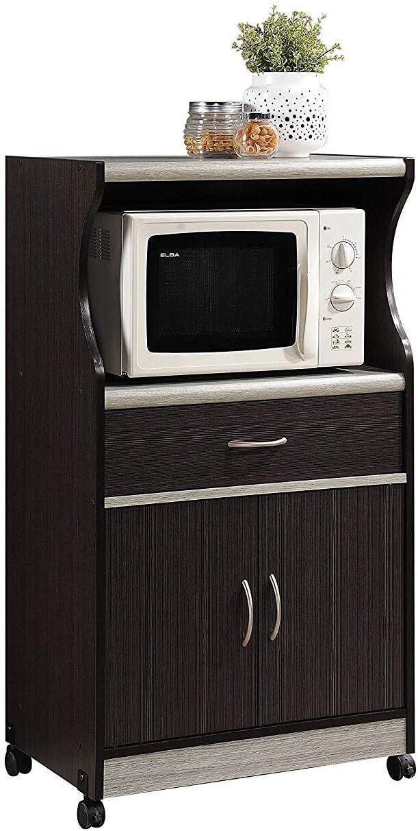 Buy Hodedah Microwave Cart with One Drawer, Two Doors, and Shelf for
