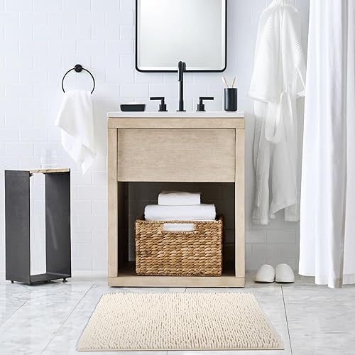 Miniatura 6 de TECHMILLY Tapetes de baño de felpilla suave y esponjosa, antideslizantes, absorbentes, para baño, lavables y de secado rápido, color azul marino, 17