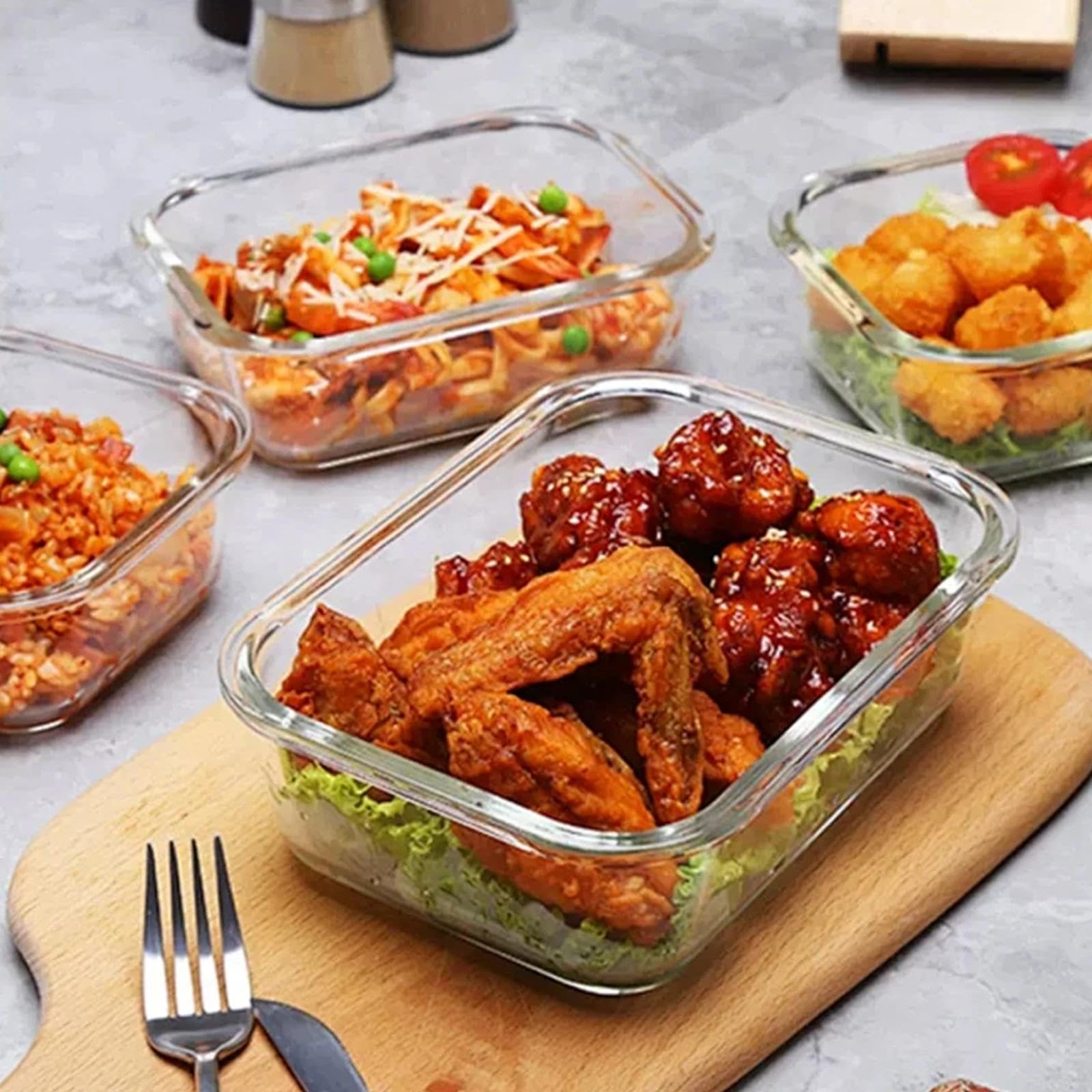 10 Pièces Boite Alimentaire Verre, Boite Repas(5X1040ML & 5X370ML)