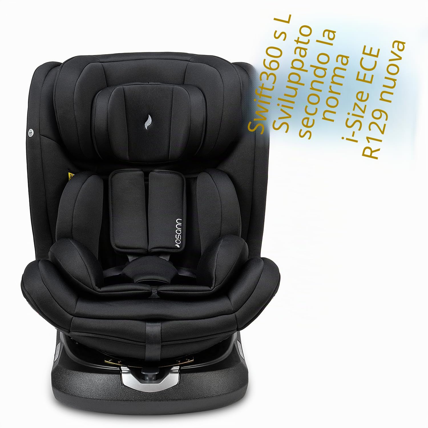 Osann Swift360 S i-Size, seggiolino girevole a 360 gradi, 76-150 cm (9-36 Kg) - All Black