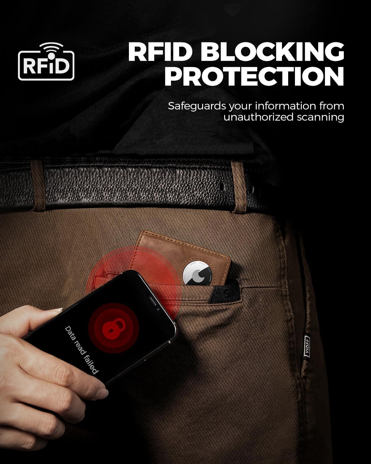 LORZOR AirTag Wallet - Bifold Full Grain Leather Mens Air Tag Wallet with AirTag Holder, RFID Blocking Minimalist Wallet for Men for Apple Air Tag, up to 11 Cards Gifts for Men - Image 7