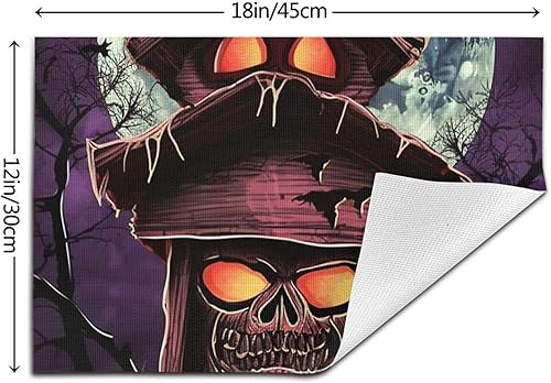 Miniatura 2 de 6 PCS PVC Placemats Set Place Mats Horror Night Non-Slip Weave Place Mats 12" x 18" Farmhouse Table Mat Set for Family Dinners Wedding Parties