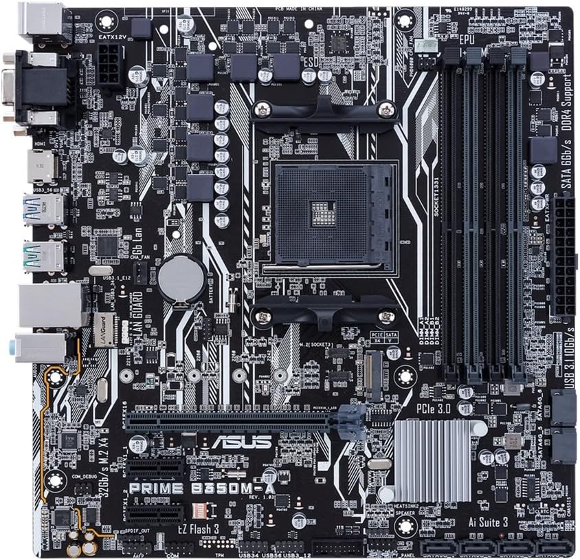 ASUS Prime B350M-A/CSM AMD Ryzen AM4 DDR4 HDMI DVI VGA M.2 USB 3.1 mATX B350 Motherboard