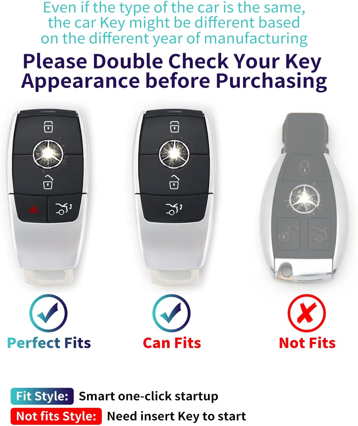 Suitable For Mercedes Benz keys.Advanced soft TPU key Cover is compatible with C E R S G S CLS CLK GLC ML GLE GLS SL SLR McLaren AMG Smart Remote Key (Type B White Key Case + key chain set) - Image 2