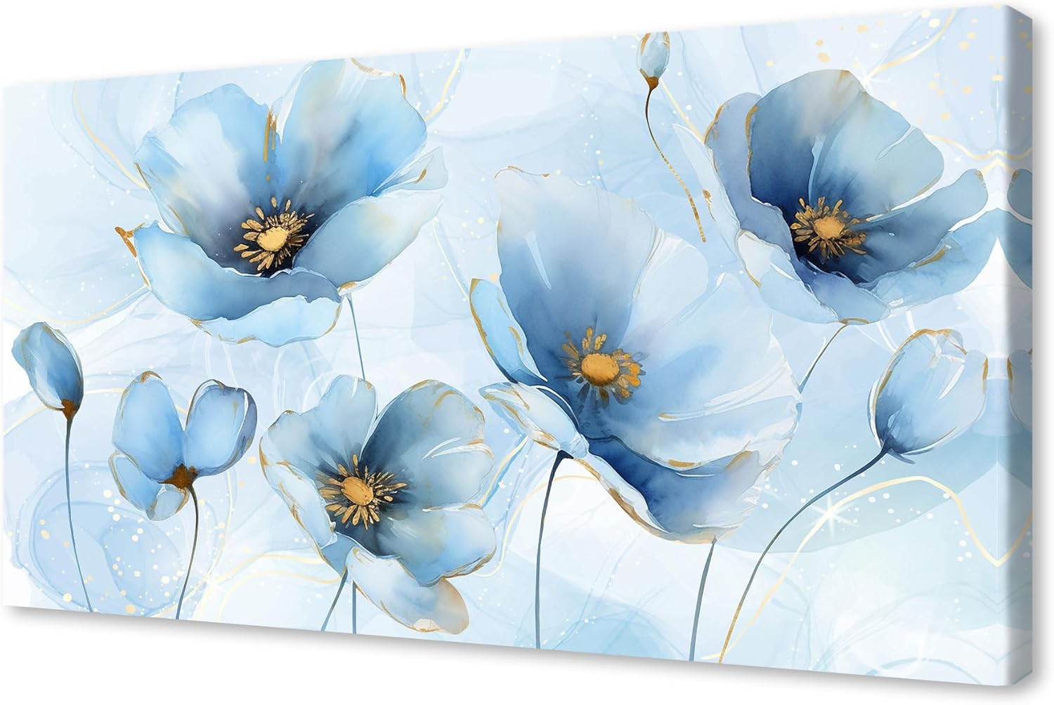 XQSJXM XQ0375 Watercolour Flowers Canvas Wall Art Home Decor Aesthetic Framed Canvas Wall Art Florals Picture Print for Living Room Bedroom Bathroom Kitchen Dining Room Office Home Decor Flowers 58L" x 29W"