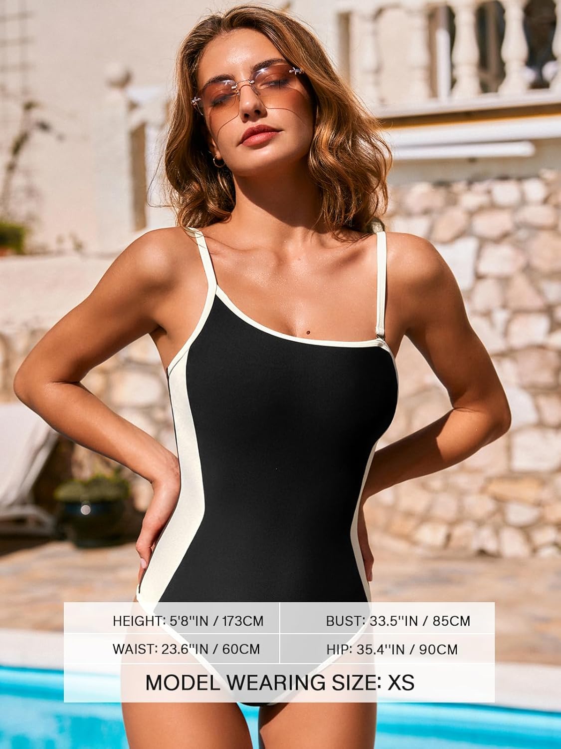 CUPSHE Women's One Piece Swimsuit One Shoulder Removable Straps Adjustable Bathing Suit Color Block Slimming Swimwear