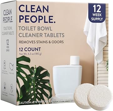 THE CLEAN PEOPLE Toilet Bowl Cleaner | Eco Friendly Toilet Bowl Cleaner Tablets for Removing Hard Water Stains, Rust, and Limescale Buildup 12 Count
