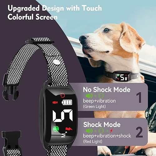 Miniatura 2 de Collar antiladridos para perro, collar de entrenamiento antiladridos con pitido de vibración de choque, collar recargable con 5 sensibilidades