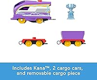 Vista 5 de Thomas & Friends Tren de juguete motorizado parlante locomotora Kana con sonidos, frases y vagón de carga para juego de simulación preescolar, niños