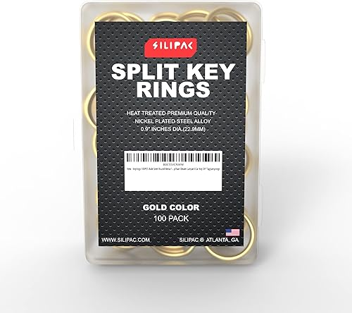 Miniatura 2 de Paquete de 100 llaveros divididos a granel  0.9 pulgadas (0.906 in) de acero resistente para llaves, manualidades y proyectos de bricolaje