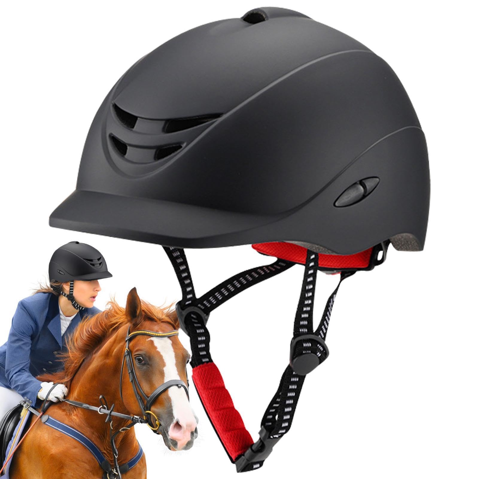 Sombrero de seguridad para equitación, sombrero protector ecuestre, casco de seguridad ecuestre | Media cubierta de seguridad ajustable, equipo de protección ligero para jinetes ecuestres, negro