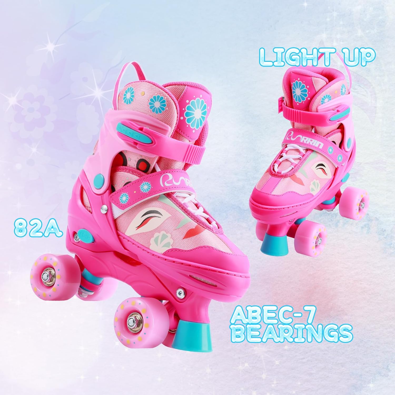 Adjustable Kids Roller Skates for Girls Boys with Light Up Wheels –Skates for Kids Ages 6-12, Toddler 3-5, Youth and Women Beginners Indoor and Outdoor