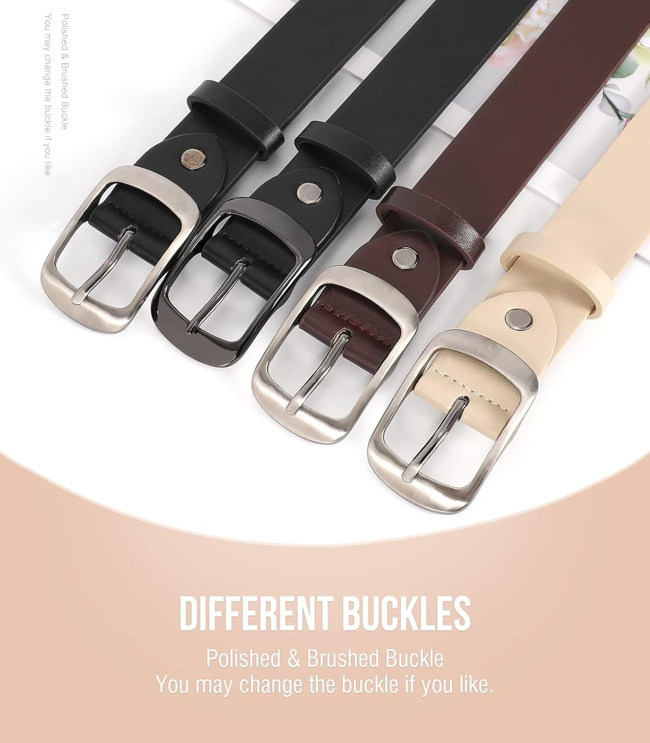 VONMELLI 2 Packs Women Leather Belts for Jeans Fashion Leather Ladies Waist Belt - Image 4