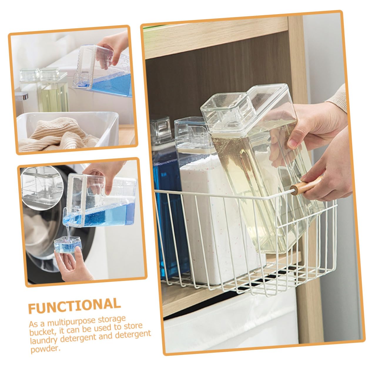 Cabilock Dispenser per Detersivo Bucato Trasparente Grande Capacità, Bottiglie Ricaricabili per Lozioni, Contenitori Salvaspazio per Lavanderia Domestica e Uso Professionale, Set da 2