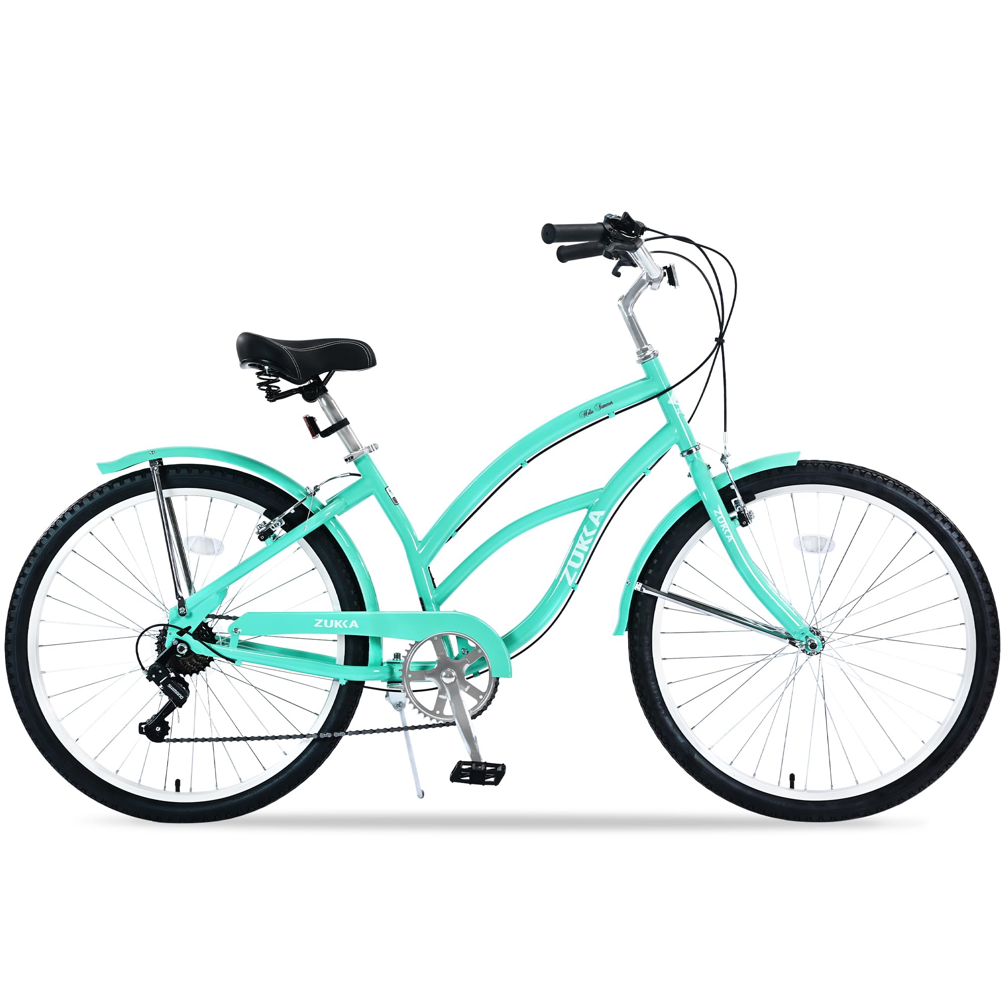 Cxcloestite 24/26 Inch Steel Frame Cruiser Bike for Men Women, Single/7 Speed Bicycle, Vintage Style City Beach Commuter Bike with Rear Rack, Multiple Colors (26 Inch/7-Speed, Mint Green)