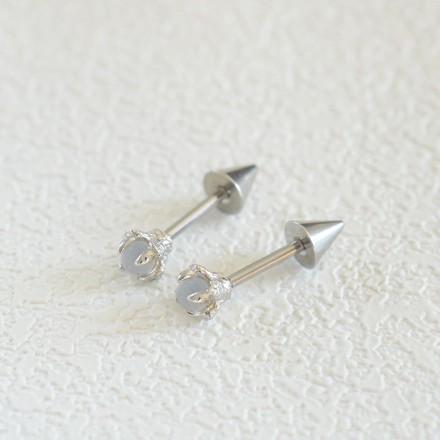 16G 2PCs Dragon Claw and Spike Cartilage Earring, White Beads Helix Piercing Jewelry, Spike Helix Earring, Cartilage Earring, Industrial Piercing Barbell Jewelry