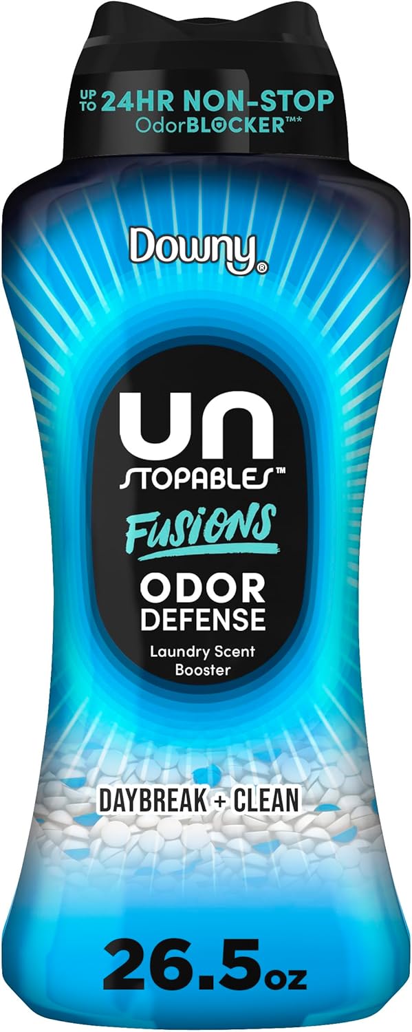 Downy Unstopables Fusions Odor Defense In-Wash Laundry Scent Booster Beads, Daybreak + Clean Scent, 26.5 OZ, 2-in-1 Laundry Beads for Odor Defense