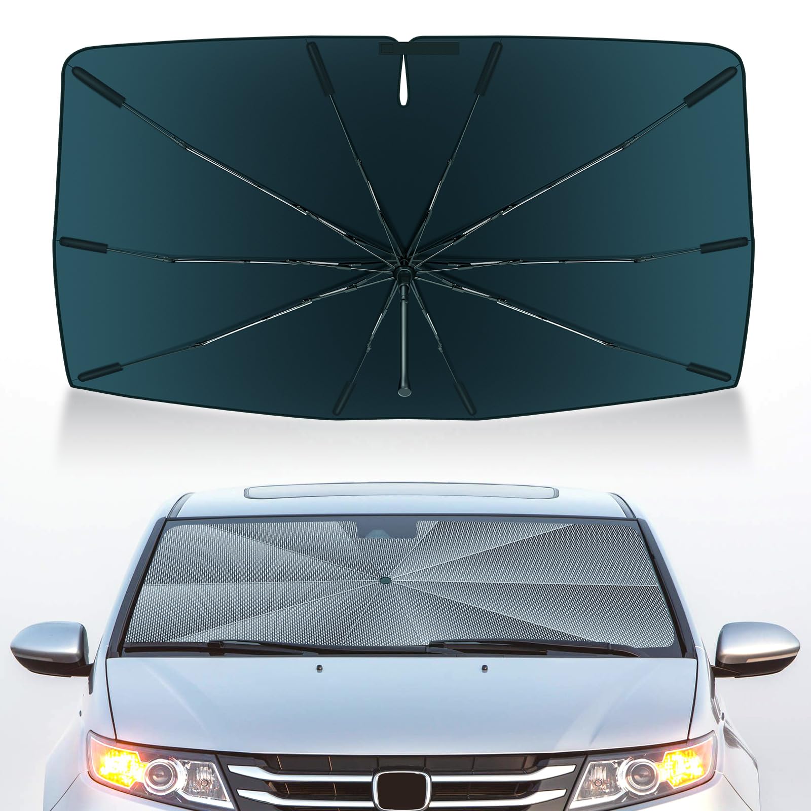 Autorder Windshield Sun Shade Umbrella for 2011-2017 Honda Odyssey Accessories,Upgraded Ice Crystal Material,Easy Setup Umbrella Sunshade for Car Windshield,100% Sun Blocking