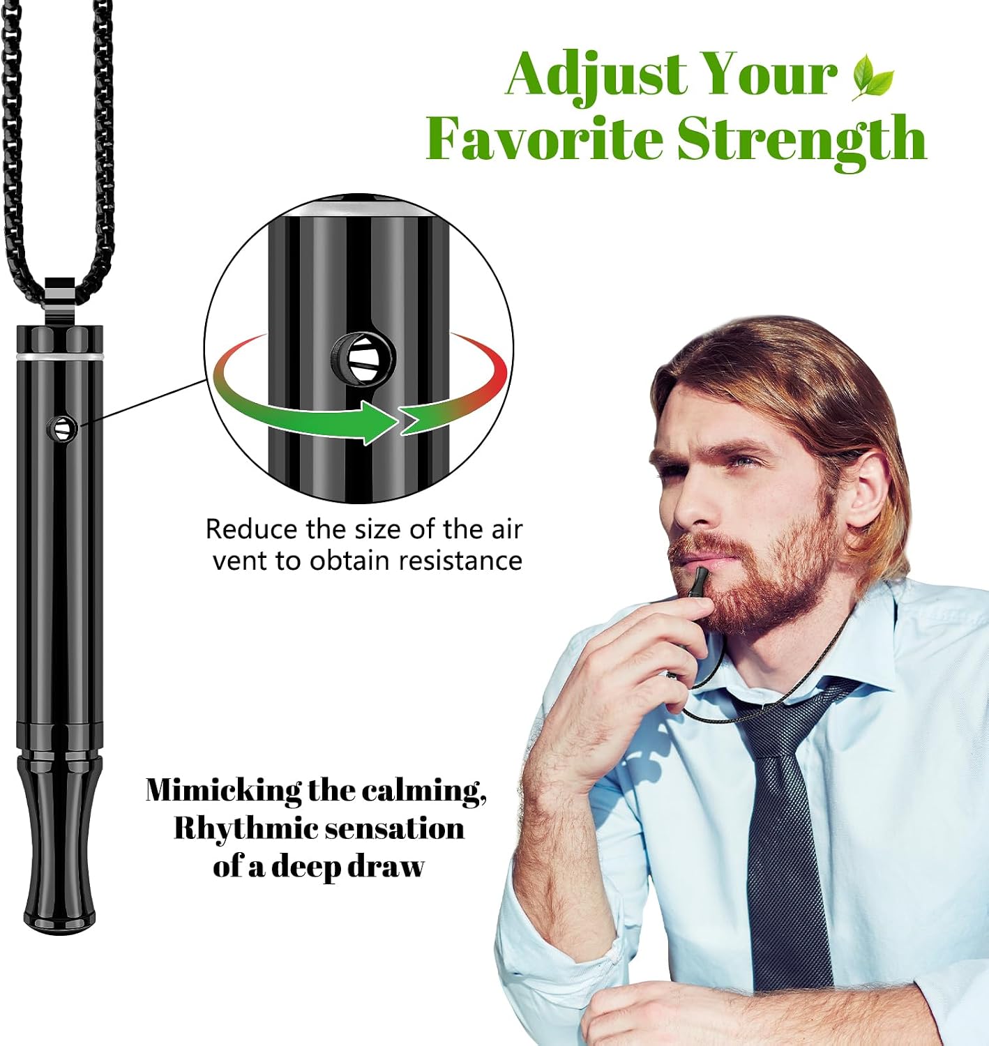 ASTOFLI Quit Smoking Breathing Necklace for Adults - Flavored Stress Breathing Necklace Stop Smoking for Women - Breathlink for Men Meditation Breathe Anxiety Whistle Necklaces inhaler Breathlace