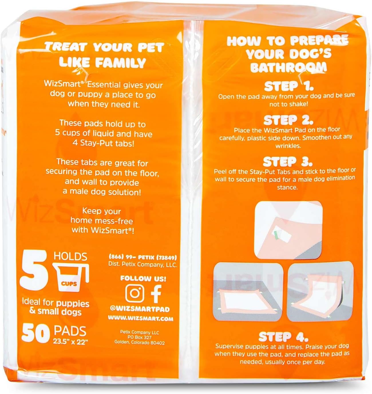 WizSmart Essentials Large Dog Pads, 23.5" x 22", Extra Absorbent Puppy Training Pads, Indoor Potty Pads, Leakproof Gel Pads for Small Dogs, Crate, House, Travel, Eco-Friendly, Non-Slip - 50 Count