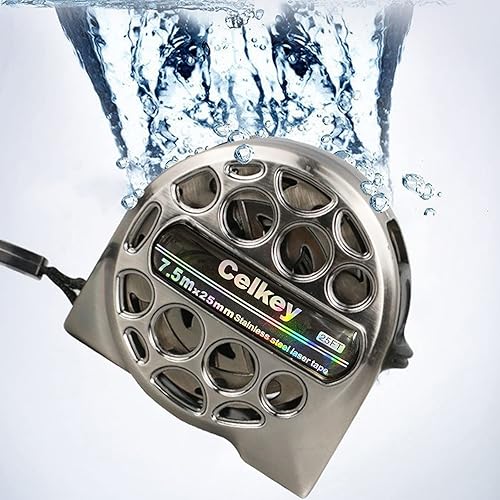 Cinta métrica de 25 pies con diseño hueco duradero, construcción fácil de limpiar, mecanismo retráctil, cinta de acero inoxidable