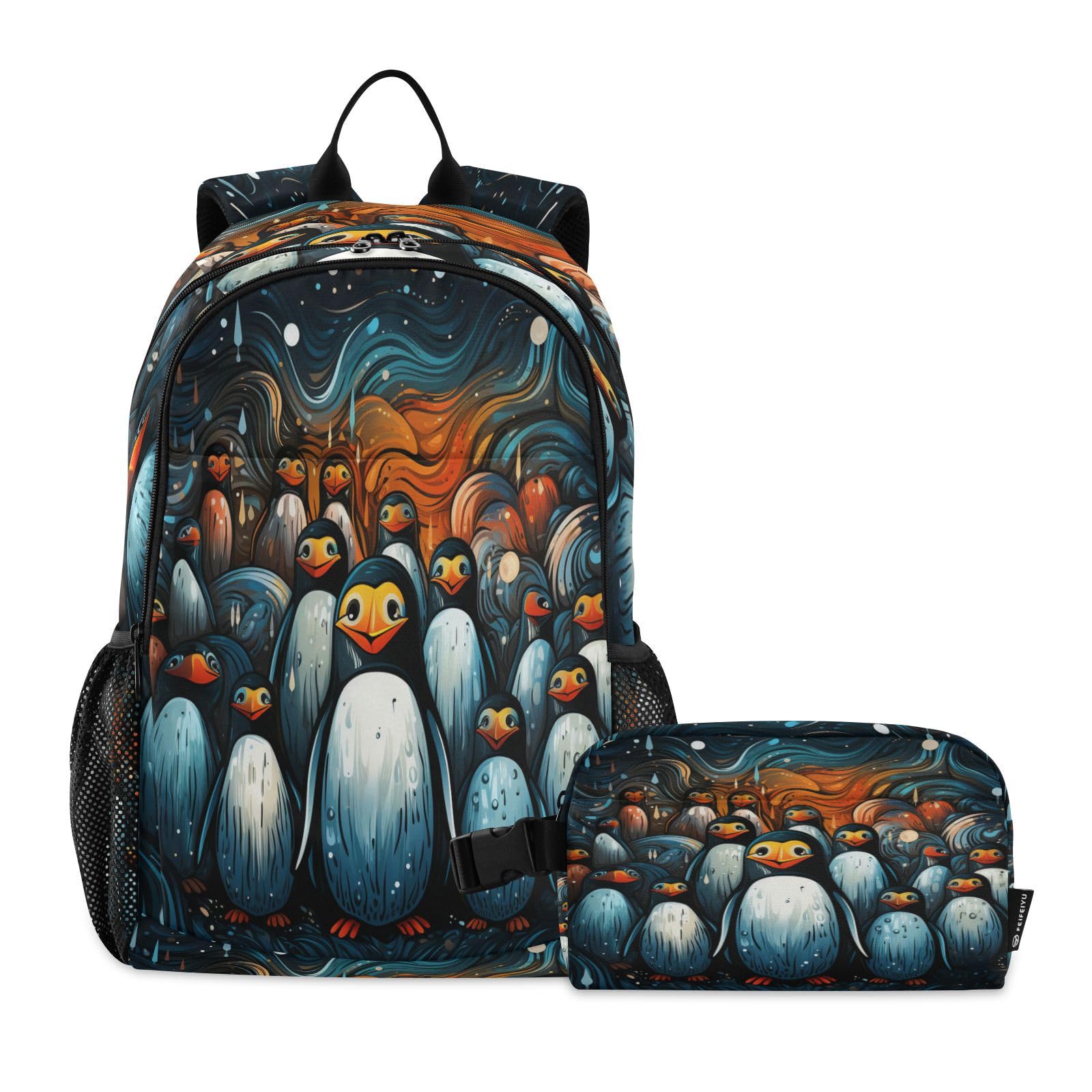 Sac à dos pingouins aquarelle durable avec ensemble repas isotherme - 8