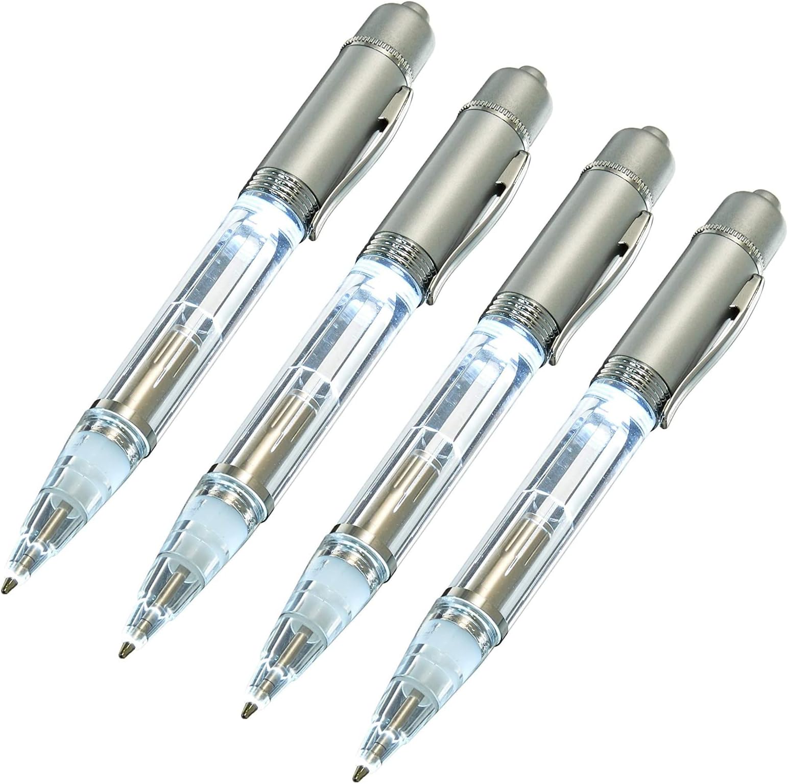 Glovion Led Light Pen,Penlight for Nighttime Writing - White - Pack of 4 Pens