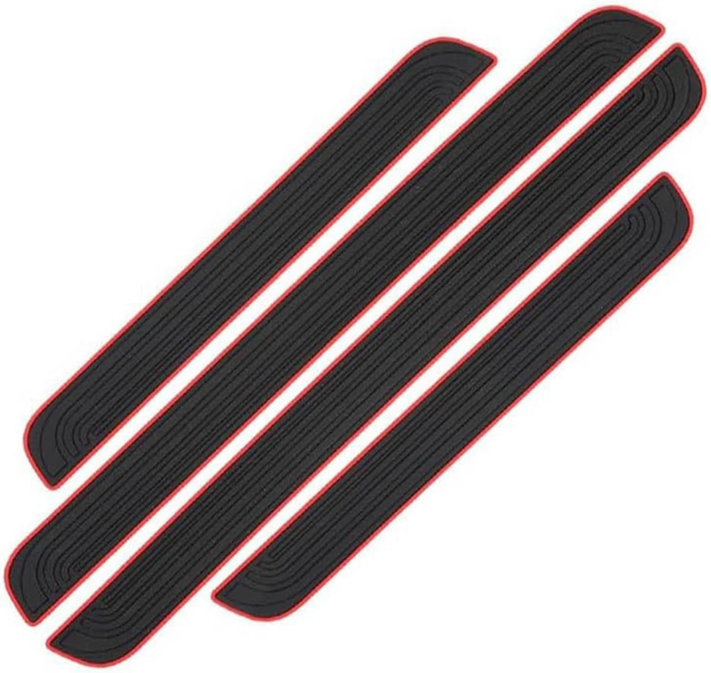 4 Pcs Car Door Sill Protector for Buick Regal Generation 7 2017-2024, Door Entry Guard Scuff Plate Non-Slip Threshold Protector Strips,Black-Red