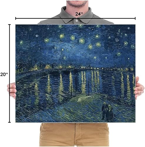 Miniatura 10 de Wieco Art  Noche estrellada sobre el Ródano por Vincent van Gogh pinturas al óleo reproducción, arte moderno Giclee Lienzos lona pared decoración